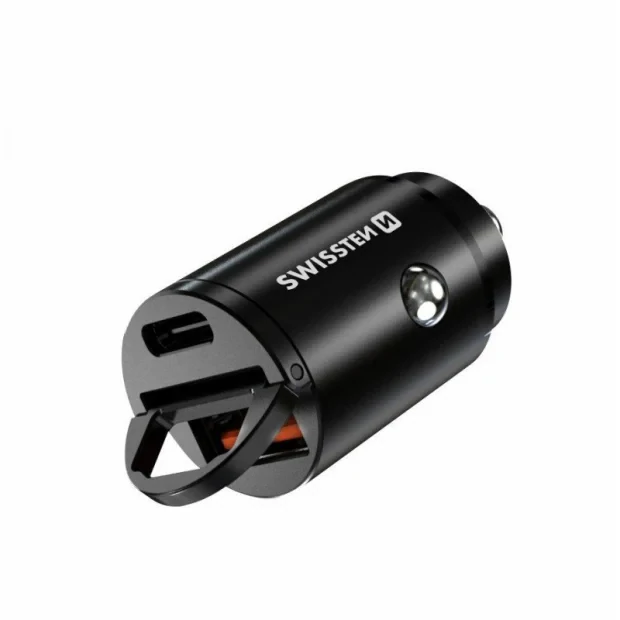 Incarcator Auto Swissten USB-C plus Super Charge 3.0 Nano 30W Negru