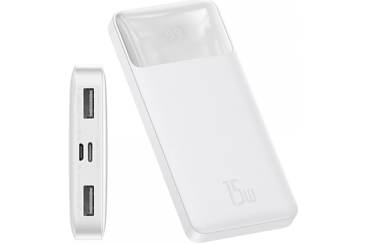 Baterie Externa Baseus QPOW 10000 mAh 3.0 QC 15W cu IN/Out 2xUSB 1xType-C 1xLightning 1xMicro USB White thumb