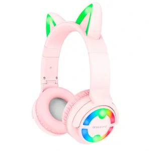 Casti Bluetooth Borofone BO15 Cat Ear Roz