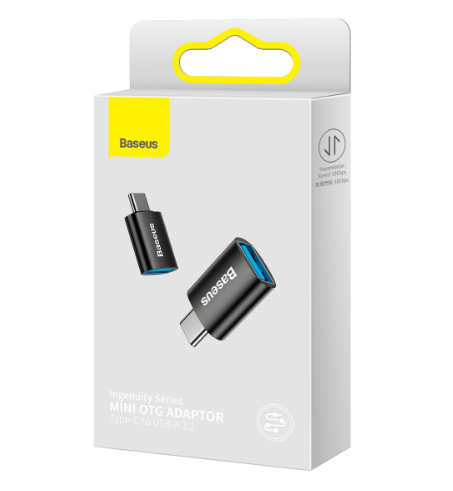 Adaptor Baseus Ingenuity Series Mini OTG USB Type-C (T) to USB 3.1 (M) Negru thumb