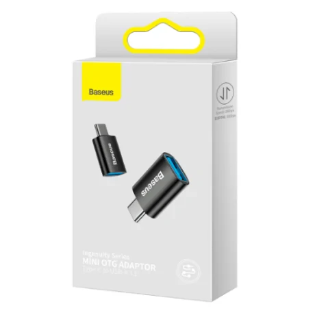 Adaptor Baseus Ingenuity Series Mini OTG USB Type-C (T) to USB 3.1 (M) Negru