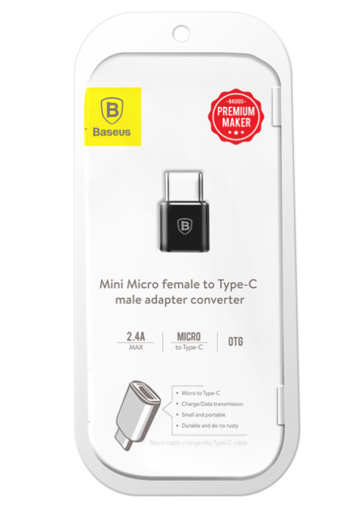 Adaptor Baseus Micro USB Type-C (T) to Micro USB (M) Negru thumb