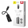 Adaptor Incarcare si Audio Baseus 1 x Ligthning (T) la 2 x Lightning (M) lungime Cablu 12 cm Negru