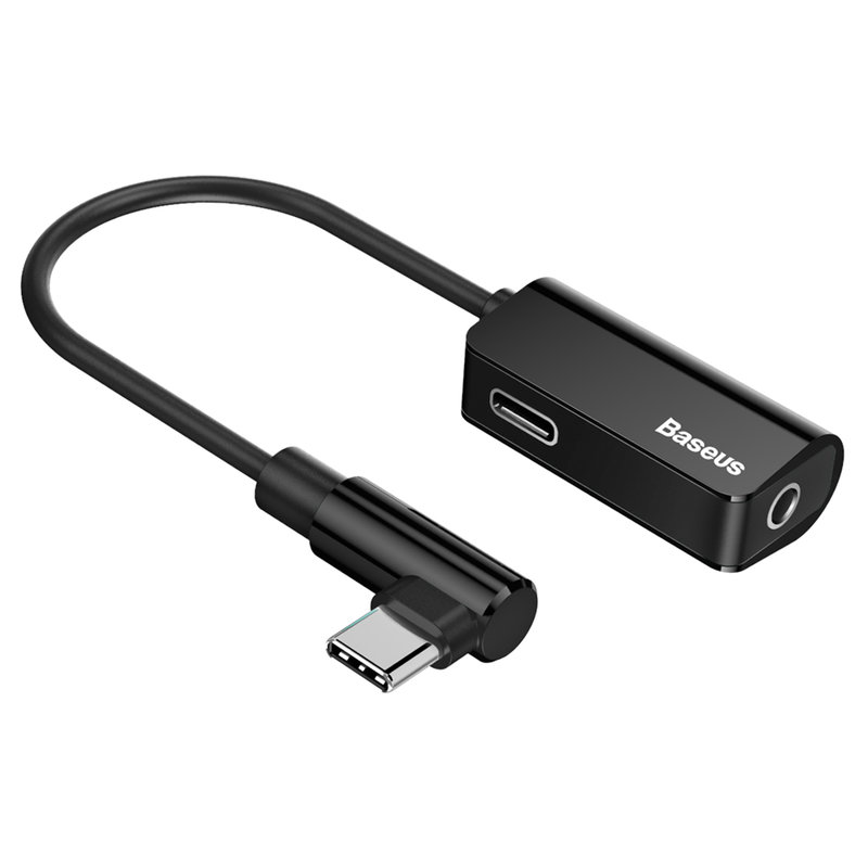 Adaptor Incarcare si Audio Baseus 1 x Type-C (T) la 1 x Type-C (M) si 1 x Jack 3.5mm Negru thumb
