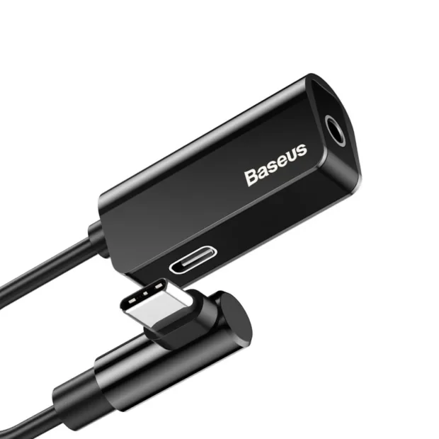 Adaptor Incarcare si Audio Baseus 1 x Type-C (T) la 1 x Type-C (M) si 1 x Jack 3.5mm Negru