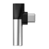 Adaptor Incarcare si Audio Baseus 1 x USB Type-C (T) la 1 x USB Type-C (M) si 1 x Jack 3.5mm (M) Negru + Argintiu