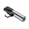 Adaptor Incarcare si Audio Baseus 1 x USB Type-C (T) la 1 x USB Type-C (M) si 1 x Jack 3.5mm (M) Negru + Argintiu