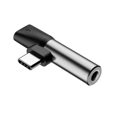 Adaptor Incarcare si Audio Baseus 1 x USB Type-C (T) la 1 x USB Type-C (M) si 1 x Jack 3.5mm (M) Negru + Argintiu