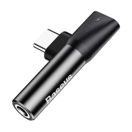 Adaptor Incarcare si Audio Baseus 1 x USB Type-C (T) la 1 x USB Type-C (M) si 1 x Jack 3.5mm (M) Negru