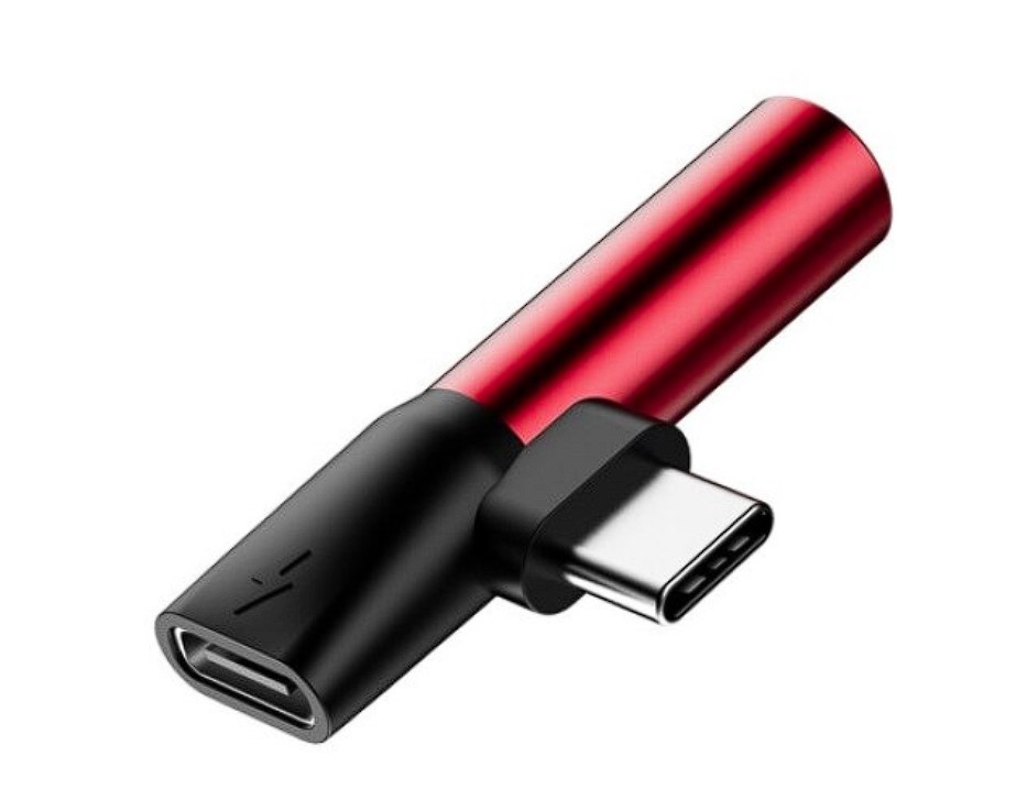 Adaptor Incarcare si Audio Baseus 1 x USB Type-C (T) la 1 x USB Type-C (M) si 1 x Jack 3.5mm (M) Negru + Rosu thumb