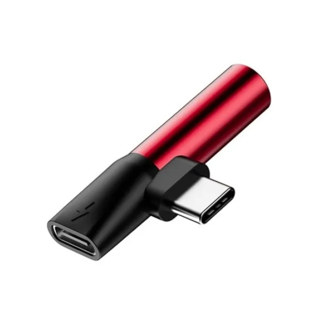Adaptor Incarcare si Audio Baseus 1 x USB Type-C (T) la 1 x USB Type-C (M) si 1 x Jack 3.5mm (M) Negru + Rosu
