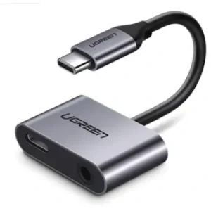 Adaptor incarcare si audio Ugreen CM193  1 x USB Type-C(T) la 1 x USB Type-C(M) si 1 x Jack 3.5mm(M) gri