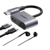 Adaptor incarcare si audio Ugreen CM232 1 x USB Type-C(T) la 2 x USB Type-C(M) gri