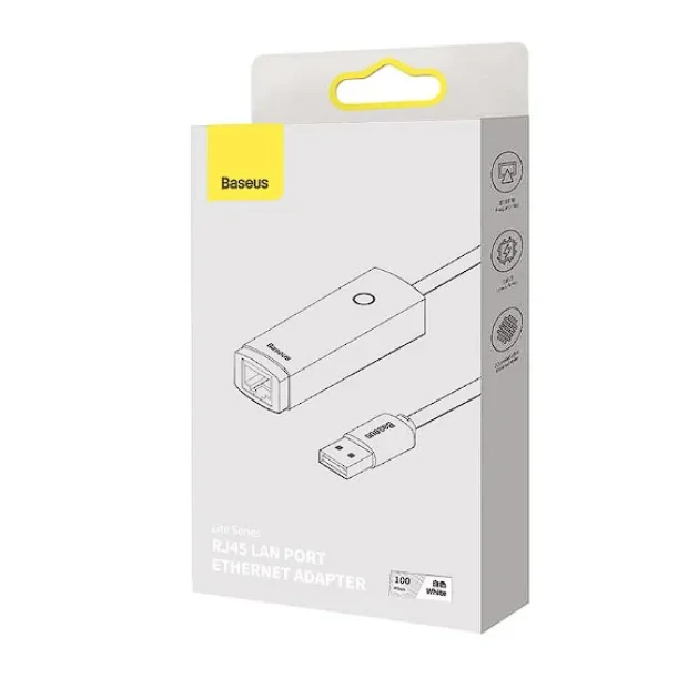 Adaptor Retea Baseus Lite USB 2.0 to RJ-45 10/100 Mbps Adapter LED Alb