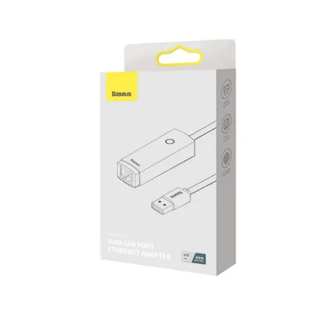 Adaptor Retea Baseus Lite USB 2.0 to RJ-45 10/100 Mbps Adapter LED Gri