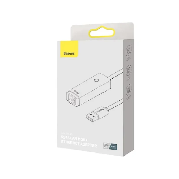 Adaptor Retea Baseus Lite USB 2.0 to RJ-45 10/100 Mbps Adapter LED Gri