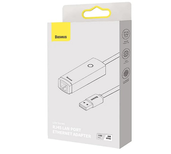 Adaptor Retea Baseus Lite USB 2.0 to RJ-45 Gigabit LAN Adapter LED Alb thumb