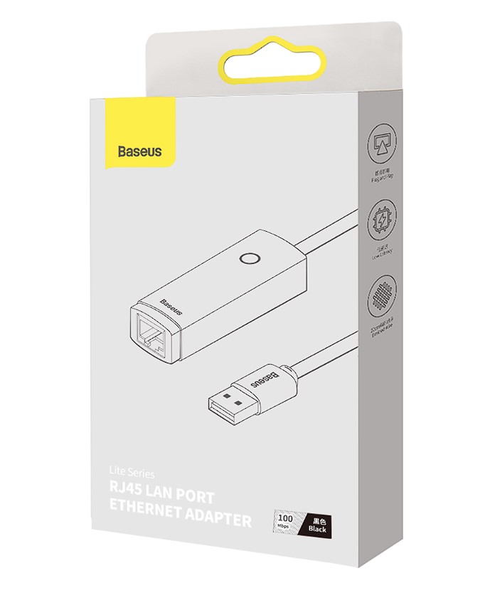 Adaptor Retea Baseus Lite USB 2.0 to RJ-45 Gigabit LAN Adapter LED Negru thumb