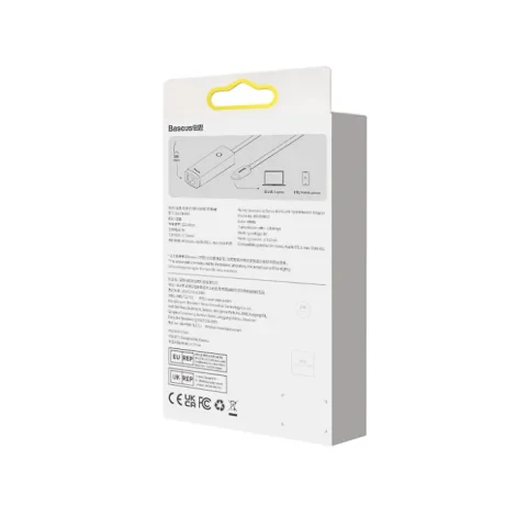 Adaptor Retea Baseus Lite USB Type-C to RJ-45 10/100 Mbps Adapter LED Alb