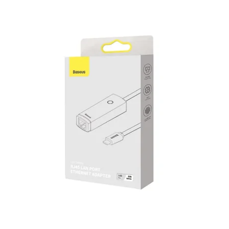 Adaptor Retea Baseus Lite USB Type-C to RJ-45 10/100 Mbps Adapter LED Alb