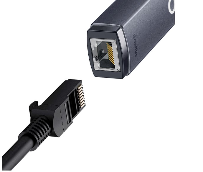 Adaptor Retea Baseus Lite USB Type-C to RJ-45 10/100 Mbps Adapter LED Gri thumb