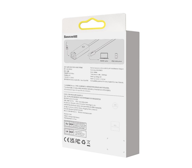 Adaptor Retea Baseus Lite USB Type-C to RJ-45 Gigabit LAN LED Alb thumb