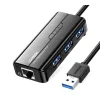 Adaptor Retea Ugreen 20265 Extern USB 3.0 (T) la port Gigabit RJ-45 USB 3.0 x 3 Negru