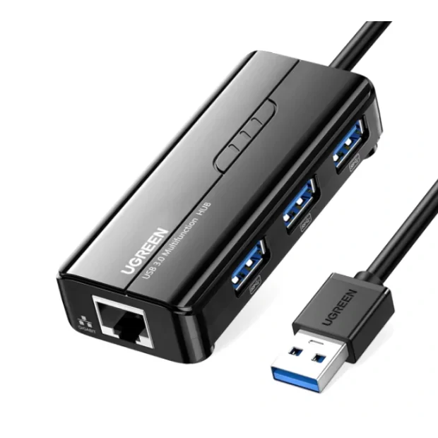 Adaptor Retea Ugreen 20265 Extern USB 3.0 (T) la port Gigabit RJ-45 USB 3.0 x 3 Negru