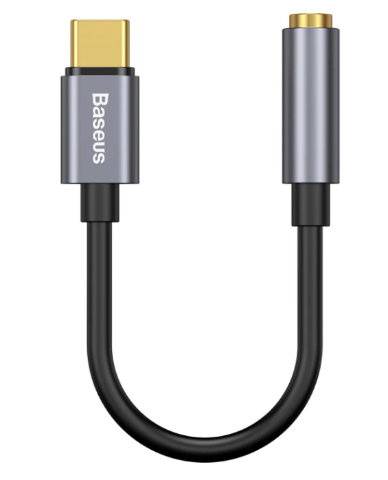 Cablu Adaptor Baseus 1 x USB Type-C (T) la 1 x Jack 3.5mm (M) lungime Cablu brodat 12 cm Gri thumb