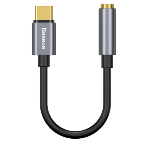 Cablu Adaptor Baseus 1 x USB Type-C (T) la 1 x Jack 3.5mm (M) lungime Cablu brodat 12 cm Gri