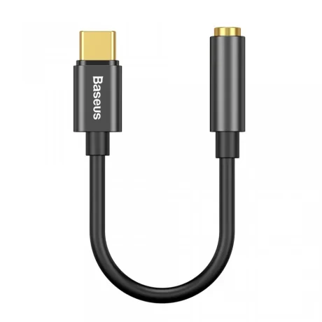 Cablu Adaptor Baseus USB Type-C to Jack 3.5mm lungime 10.5 cm Negru