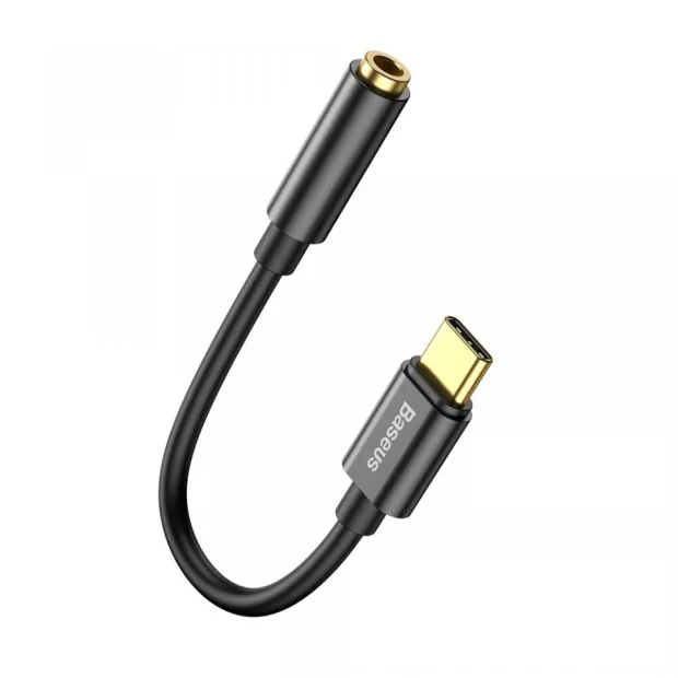 Cablu Adaptor Baseus USB Type-C to Jack 3.5mm lungime 10.5 cm Negru