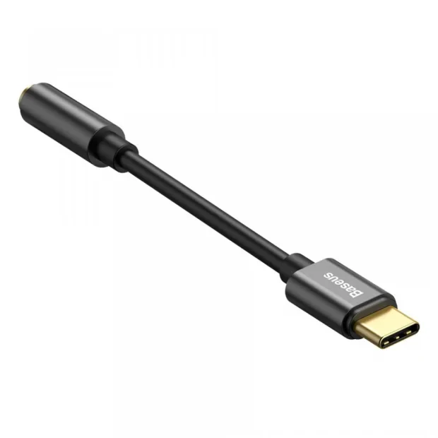 Cablu Adaptor Baseus USB Type-C to Jack 3.5mm lungime 10.5 cm Negru
