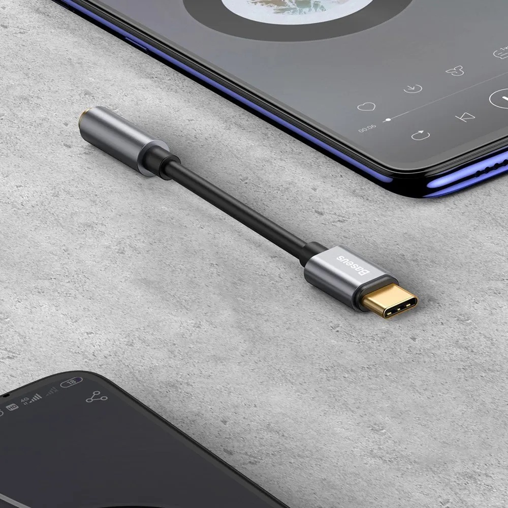 Cablu Adaptor Baseus USB Type-C to Jack 3.5mm lungime 10.5 cm Negru thumb
