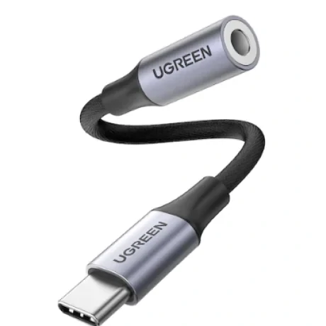 Cablu adaptor Ugreen AV142 USB Type-C(T) to Jack 3.5mm(M) 10cm gri