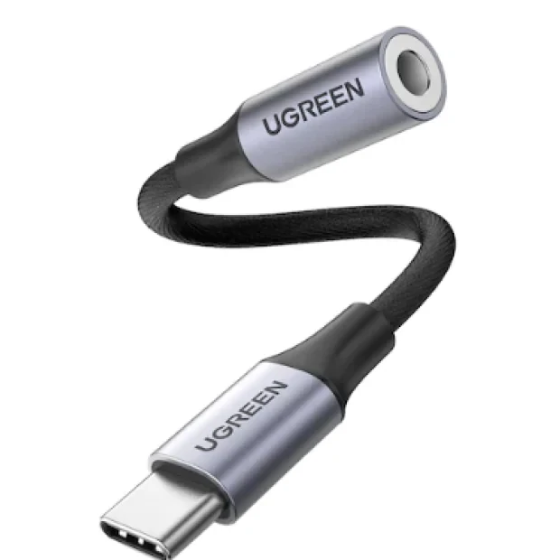 Cablu adaptor Ugreen AV142 USB Type-C(T) to Jack 3.5mm(M) 10cm gri
