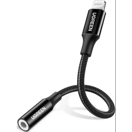 Cablu Adaptor Ugreen US211 Lightning Iphone(T) to Jack 3.5mm(M) lungime 10cm Negru