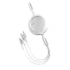 Cablu Alimentare si Date Baseus Bright Mirror One-for-three Retractable USB la Micro-USB + Lightning Iphone + USB Type-C 3.5A 1.2m Alb