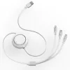 Cablu Alimentare si Date Baseus Bright Mirror One-for-three Retractable USB la Micro-USB + Lightning Iphone + USB Type-C 3.5A 1.2m Alb