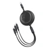 Cablu Alimentare si Date Baseus Bright Mirror One-for-three Retractable USB la Micro-USB + Lightning Iphone + USB Type-C 3.5A 1.2m Negru