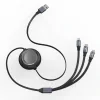 Cablu Alimentare si Date Baseus Bright Mirror One-for-three Retractable USB la Micro-USB + Lightning Iphone + USB Type-C 3.5A 1.2m Negru
