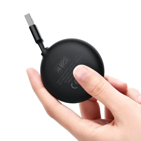 Cablu Alimentare si Date Baseus Bright Mirror One-for-three Retractable USB la Micro-USB + Lightning Iphone + USB Type-C 66W 1.2m Negru