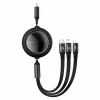 Cablu Alimentare si Date Baseus Bright Mirror One-for-three Retractable USB Type-C la Micro-USB + Lightning Iphone + USB Type-C 100W 1.2m Negru