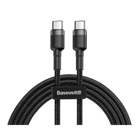 Cablu Alimentare si Date Baseus Cafule Fast Charging USB Type-C la USB Type-C 20V/5A brodat 2m Gri+Negru