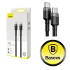 Cablu Alimentare si Date Baseus Cafule Fast Charging USB Type-C la USB Type-C 20V/5A brodat 2m Gri+Negru