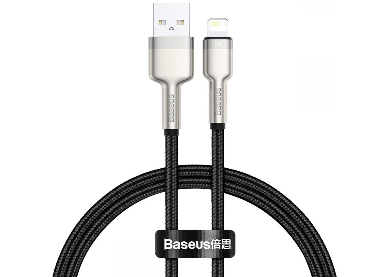 Cablu Alimentare si Date Baseus Cafule Metal Fast Charging USB la Lightning Iphone 2.4A braided 0.25m Negru thumb