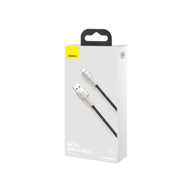 Cablu Alimentare si Date Baseus Cafule Metal Fast Charging USB la Lightning Iphone 2.4A braided 0.25m Negru