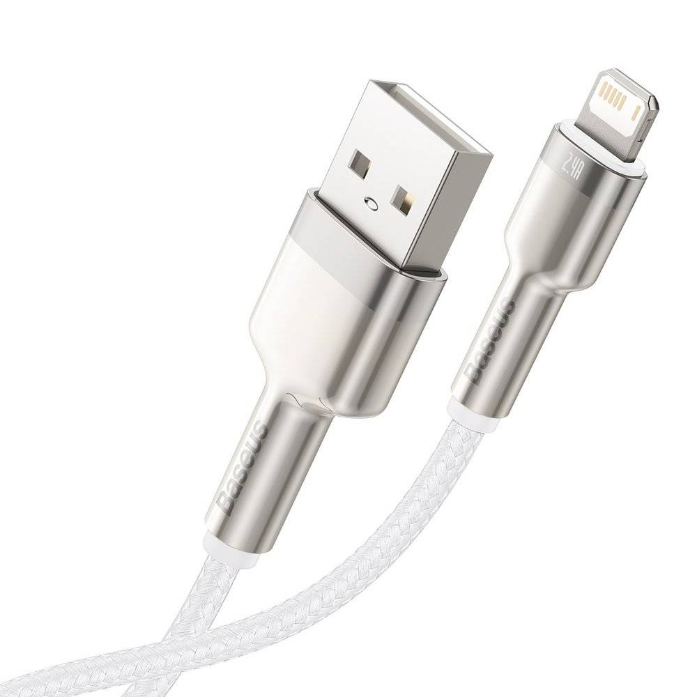 Cablu Alimentare si Date Baseus Cafule Metal Fast Charging USB la Lightning Iphone 2.4A braided 1m Alb thumb