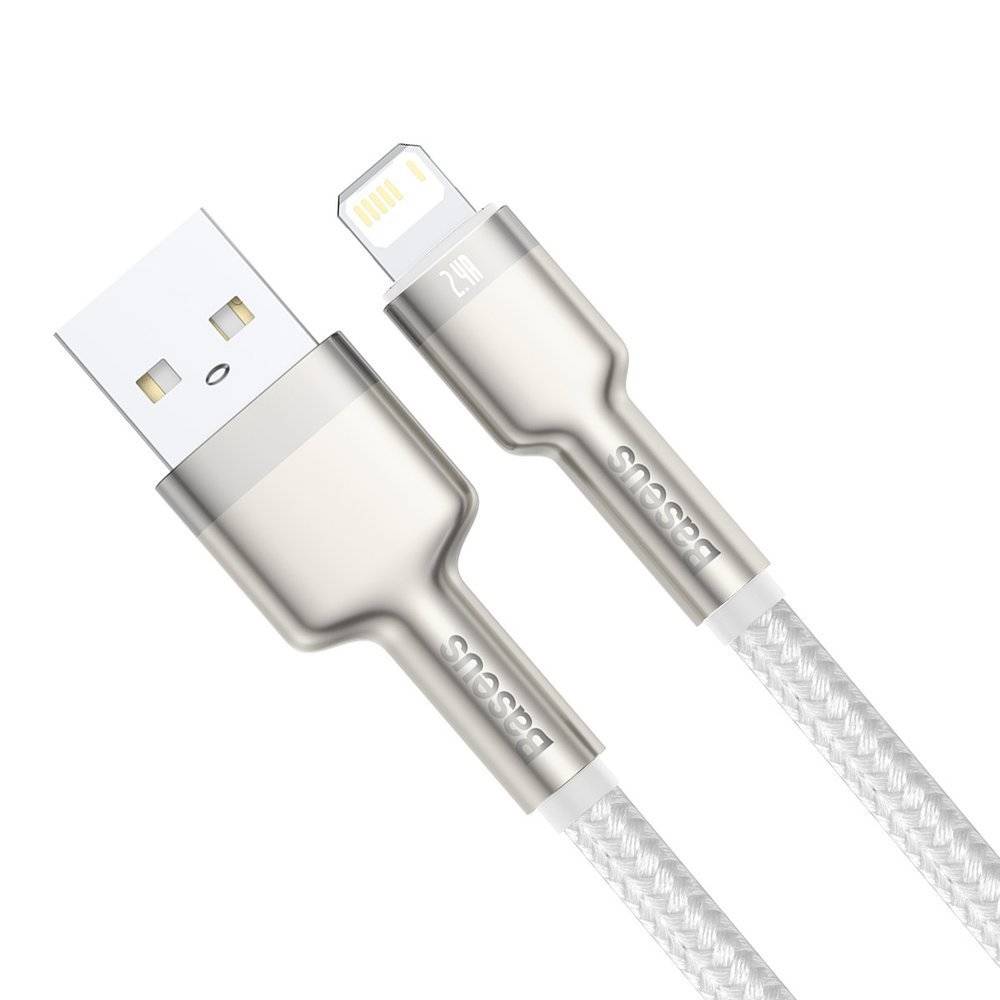 Cablu Alimentare si Date Baseus Cafule Metal Fast Charging USB la Lightning Iphone 2.4A braided 1m Alb thumb