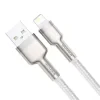 Cablu Alimentare si Date Baseus Cafule Metal Fast Charging USB la Lightning Iphone 2.4A braided 1m Alb